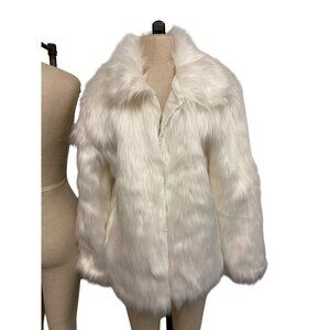 White Faux Fur Coat Womens Size M